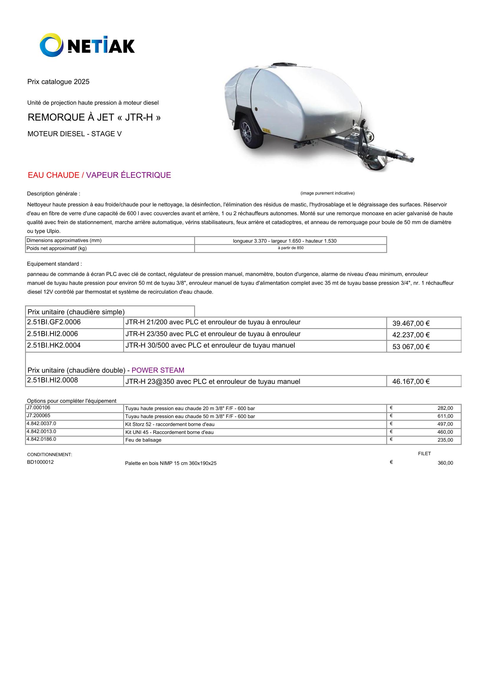 605 Price list PTC 2025 Jet Trailer JTR H 1