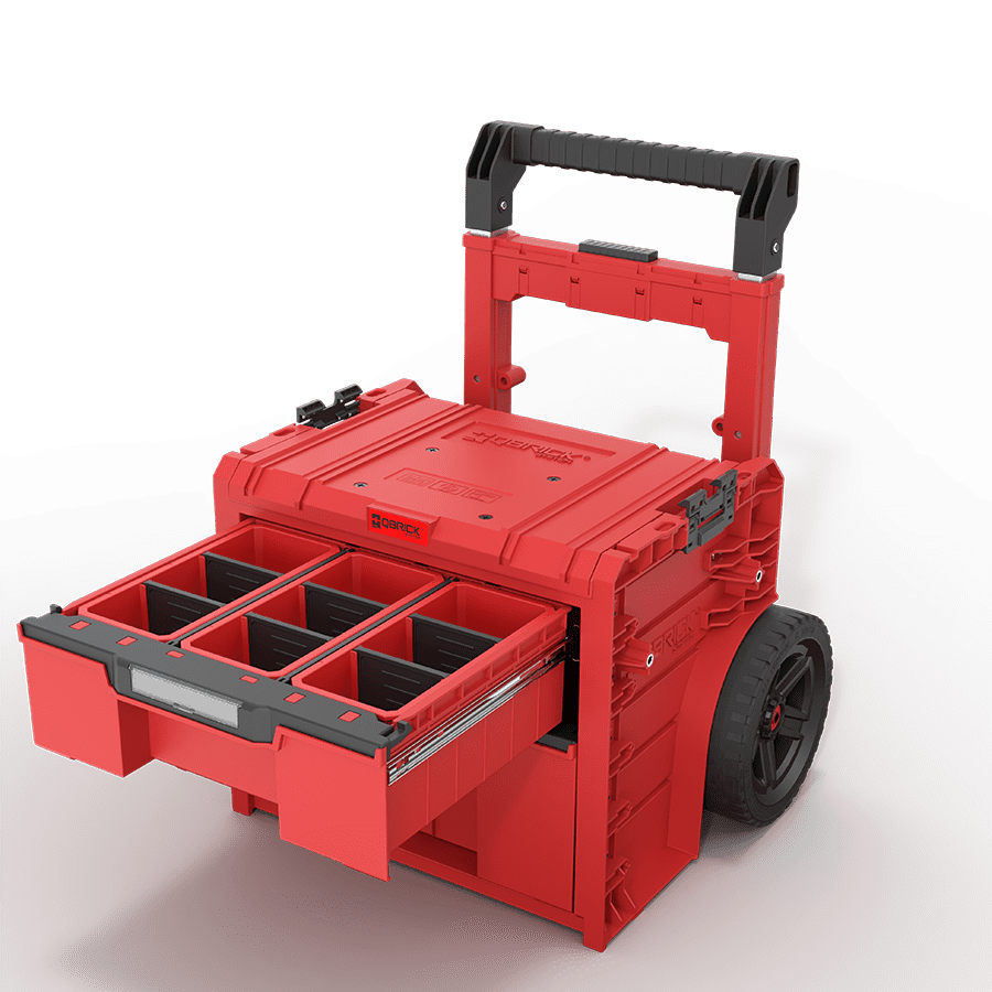 Chariot de base QBRICK SYSTEM PRO CART 2.0 PLUS – 2 tiroirs Red Ultra HD Custom – Image 2