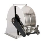 Enrouleur de tuyau électrique 12 V en inox - Série Sirio 500 - Bande de 195 mm - Avec guide-tuyau - Longueur max. 70 m - ø 1/2" - Sans tuyau - Sans panneau électrique